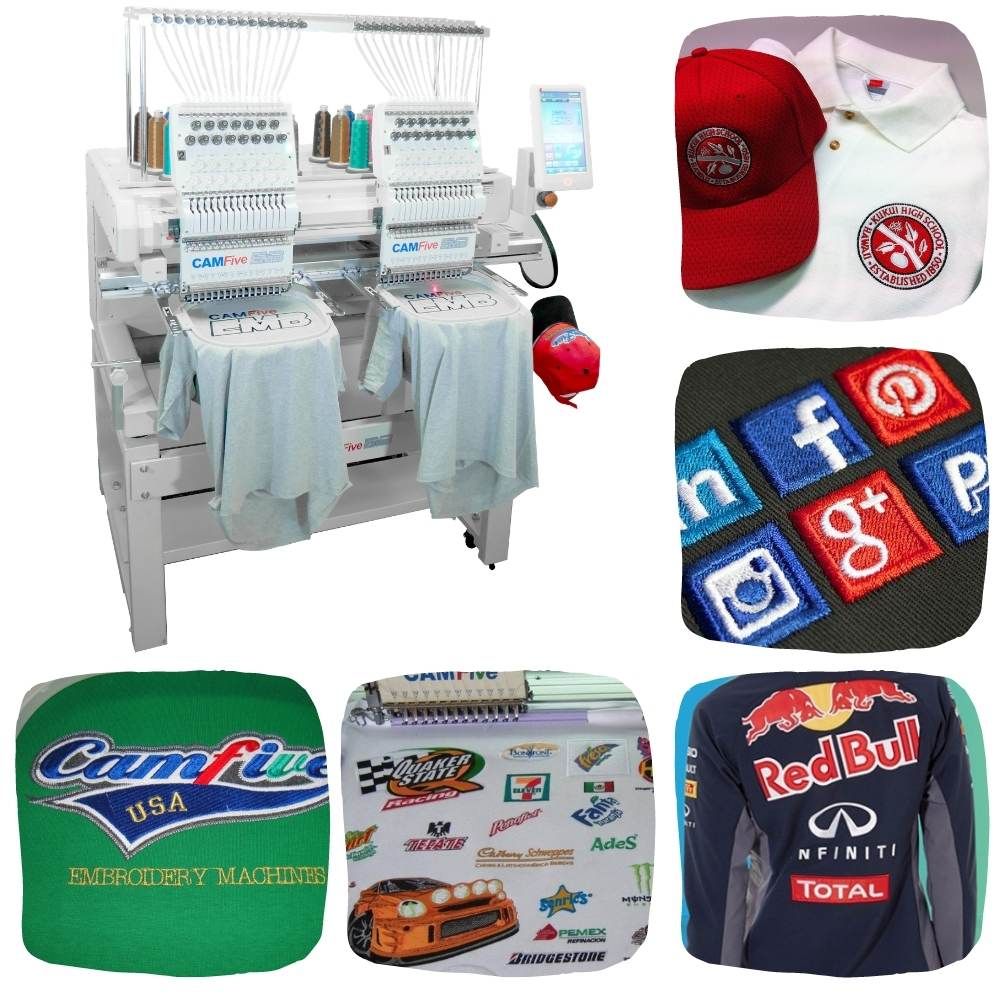 DEAL - CAMFive EMB HT1502 Double Head Embroidery Machine Full Package